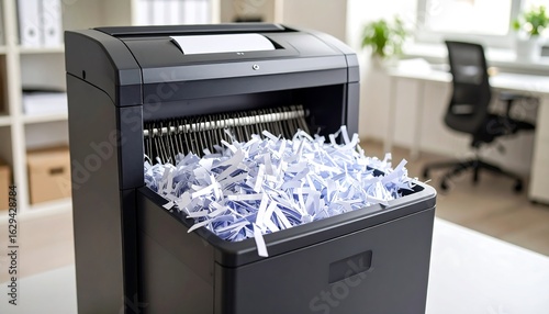 Shredder with shredded paper