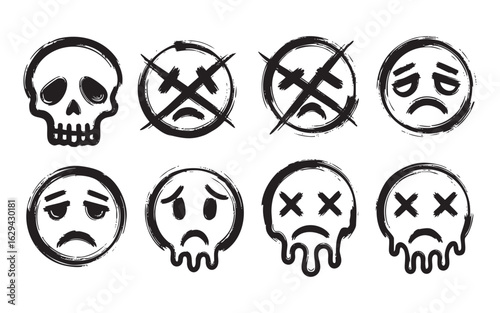 set of dead emoji face vector
