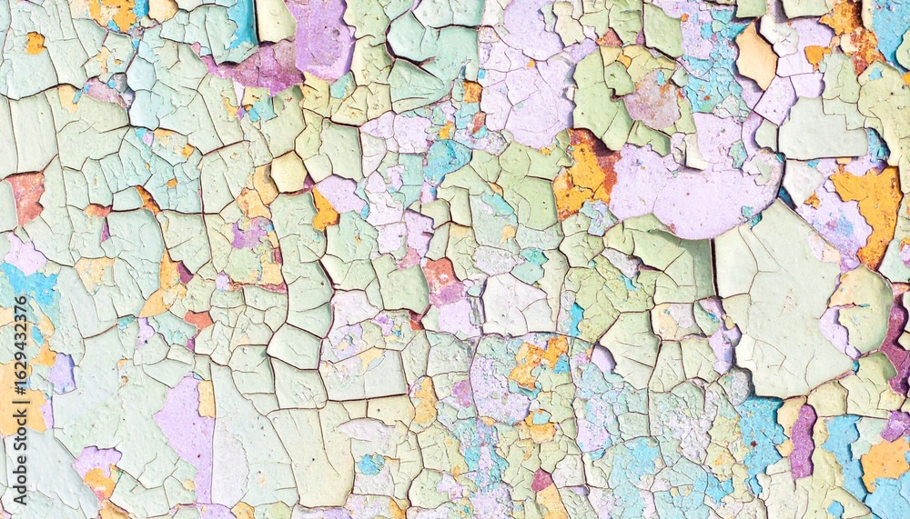 Fototapeta premium Cracked colorful paint texture. Old cracked damaged oil paint. 