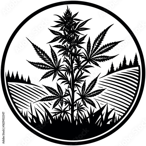 a-dense-silhouette-of-a-leafy-plant-with-multiple- (3).eps