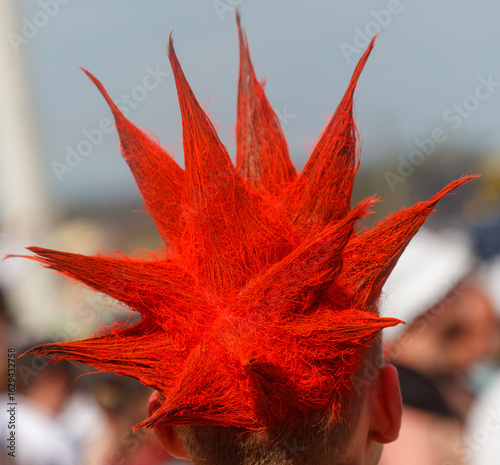 A man with a red spiked hair