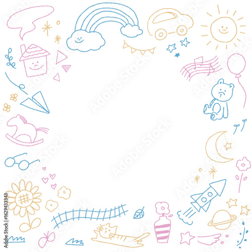 子ども向け かわいいイラストフレーム おもちゃ 落書き 装飾