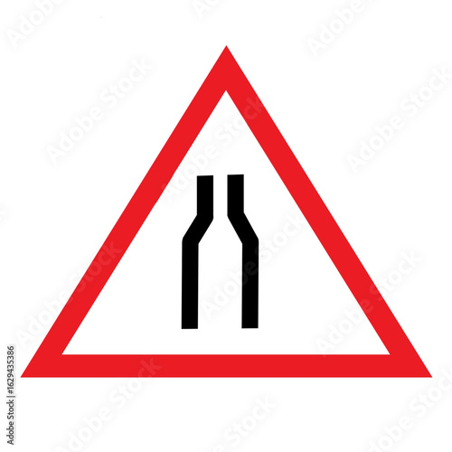narrow road ahead sign road rules traffic sign symbol design illustration.eps