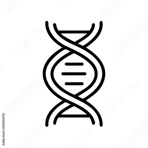 DNA Molecule Icon – Vector Illustration of Genetic Structure, Helix Strand Symbol on White Background