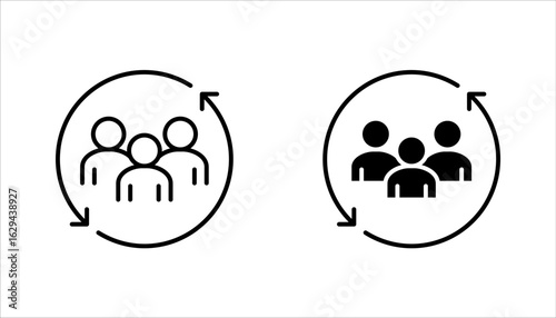 Employee retention icon set, customer, staff, employee editable stroke outline icon, vector illustration on white background