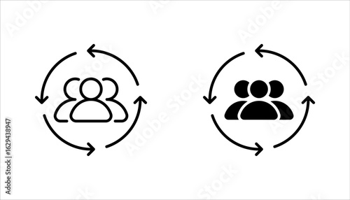 Employee retention icon set, customer, staff, employee editable stroke outline icon, vector illustration on white background
