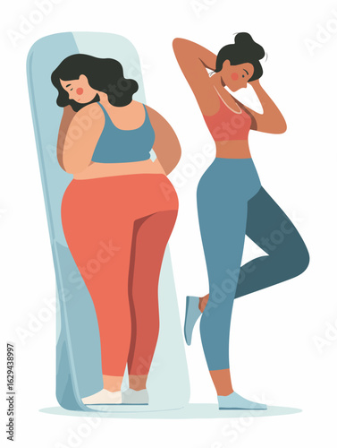 Body Image Mirror Reflection Concept Vector Illustration