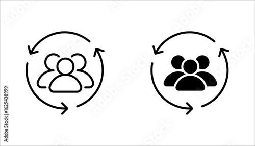 Employee retention icon set, customer, staff, employee editable stroke outline icon, vector illustration on white background