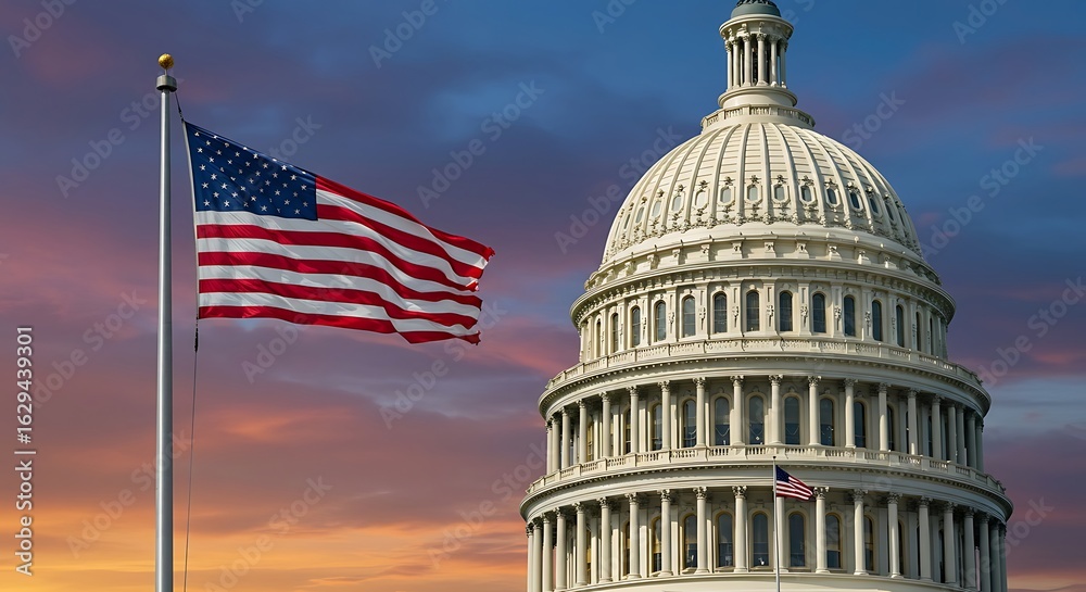 custom made wallpaper toronto digitalThe United States Capitol Building with American Flag Waving in the Sky