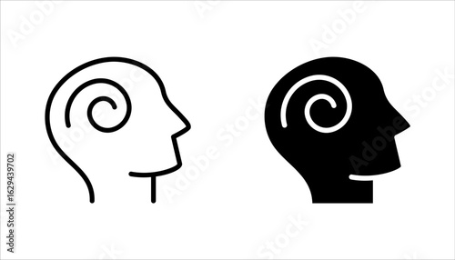 dizziness icon set, graphic pictogram of man with vertigo symptom of migraines, vector illustration on white background