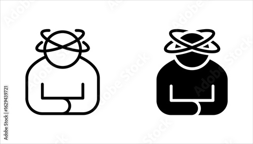 dizziness icon set, graphic pictogram of man with vertigo symptom of migraines, vector illustration on white background