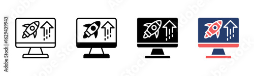 Fintech Startup icon sheet multiple style collection