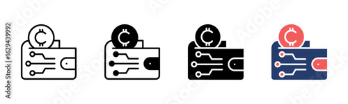 Cryptocurrency Wallet icon sheet multiple style collection