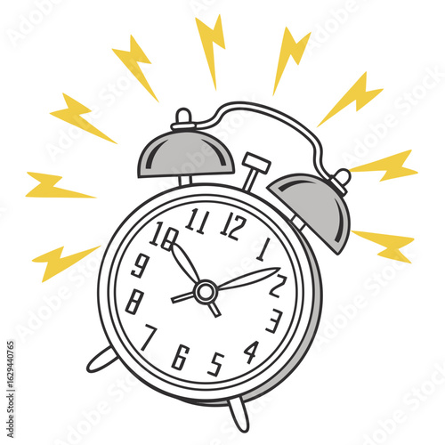 Vector art of a vintage alarm clock rings loudly to wake someone up in the morning for an appointment