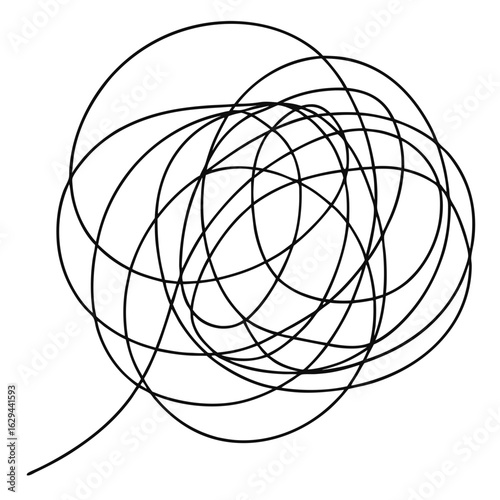 Vector art of abstract scribble illustration showing a tangled mess of lines creating a chaotic and complex design element