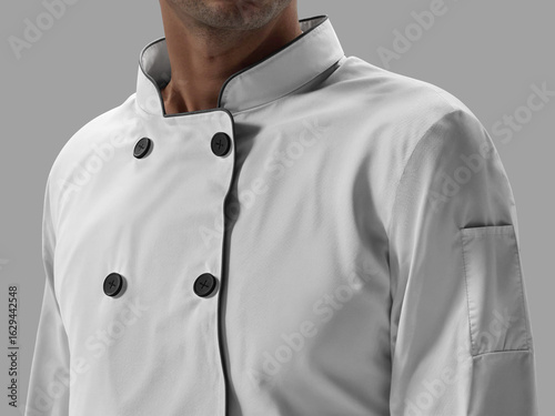 White Blank Chef Uniform Mockup 3D Rendering
