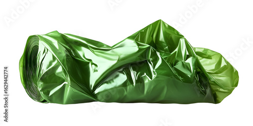 Green Compostable Trash Bin Liner on Transparent Background