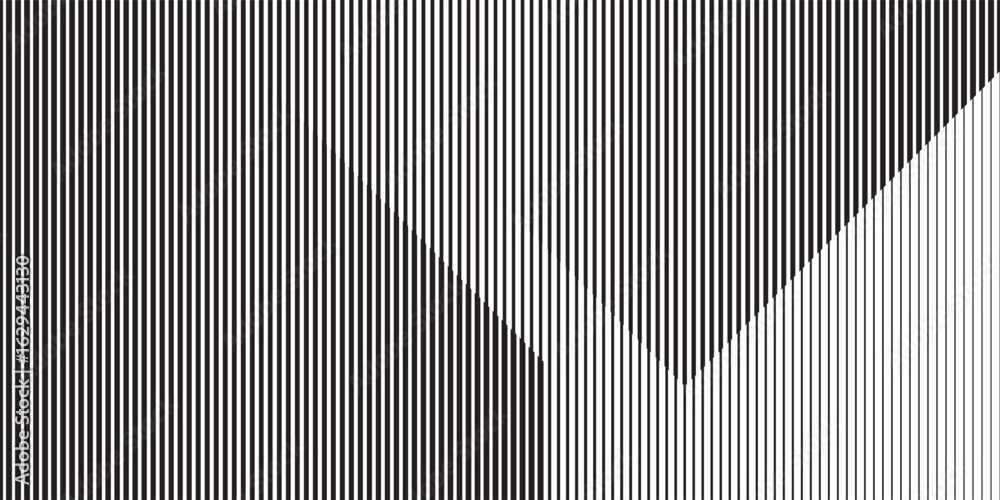 Obraz premium Narrow black-white vertical lines. Symmetric geometric ornament. Striped seamless pattern, abstract wallpaper. Digital paper for textile print, page fill. Vector