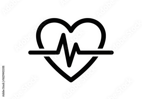 Heartbeat pulse line art illustration representing life rhythm and healthcare vital sign for medical diagnosis isolated on transparent background