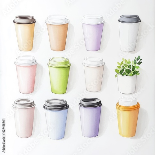 Wallpaper Mural Whimsical watercolor sketch showcasing a harmonious collection of colorful and inviting travel mugs from around the world creating a cozy and contemporary ambiance Torontodigital.ca