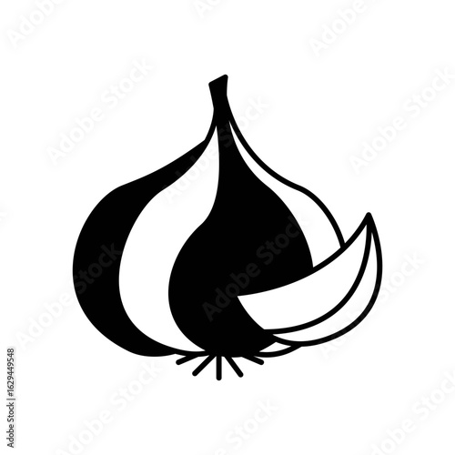 Garlic Clove Fill Icon: Food Ingredient and Flavor
