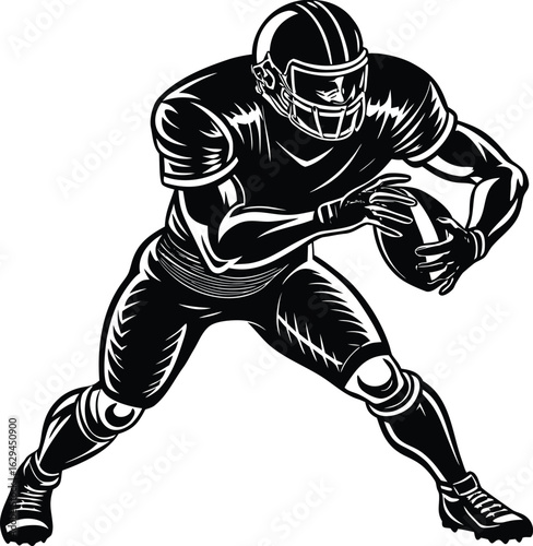 American football player silhouette isolated on transparent background