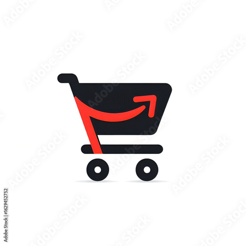 shopping, cart, red, arrow, logo, black, buy, retail, ecommerce, delivery, checkout, shop, handle, design, abstract, modern, icon, speed, fast, symbol, minimalist, commerce, market, online, dynamic, d