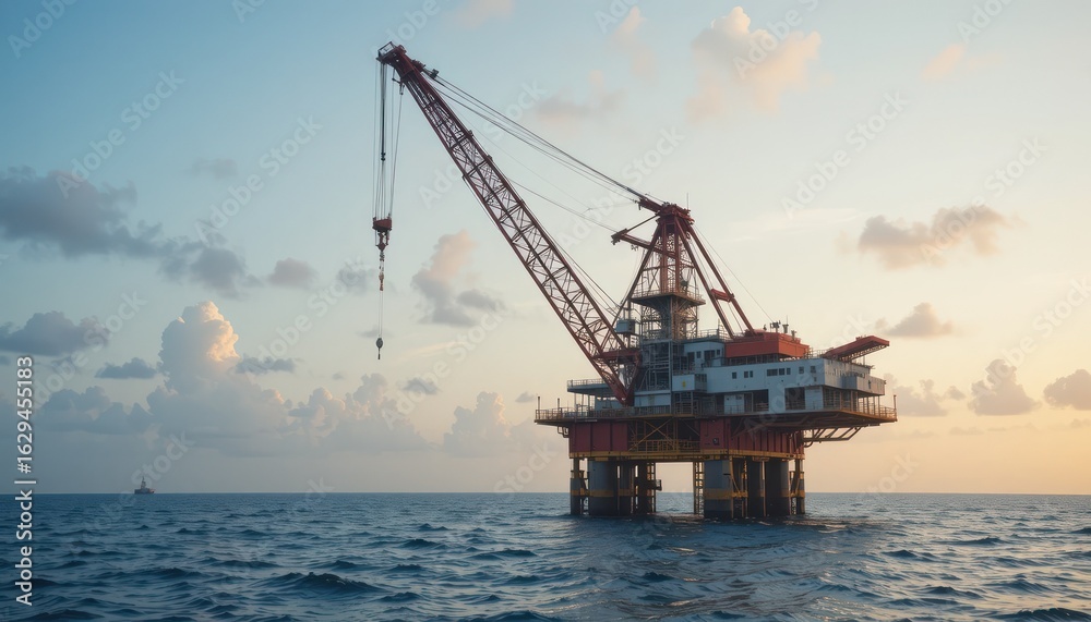 Fototapeta premium Offshore Oil Rig at Sunset