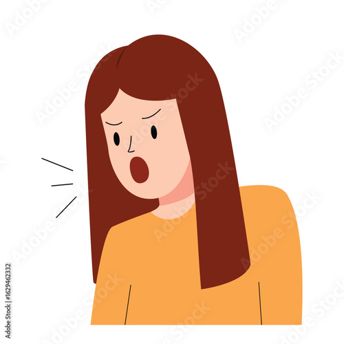 Woman is angry and shouting. Mental health. Illustration and character design.