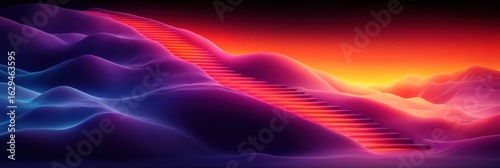 Abstract color gradient blurred background with dynamic effect. Modern gradient stairs design. Grainy texture style with copy space. Colorful abstract stairs background. Gradient steps.	