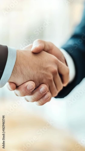 Two hands shaking hands in a professional office setting