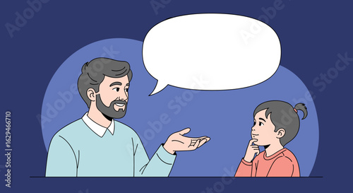 A father engages his child in thoughtful conversation sharing knowledge and building bonds