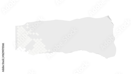 Torn paper piece texture background, white paper scrap, ripped edge, paper fragment, design element