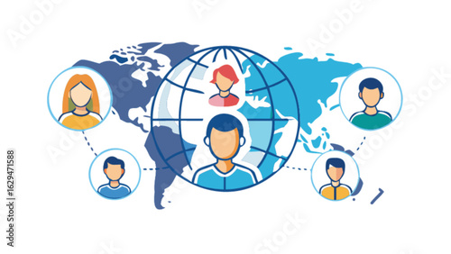Global network connections people around the world international communication social media community online 100
