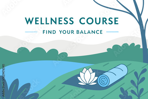 Discover inner peace and balance with our wellness course featuring serene nature scenes and yoga essentials for a holistic journey