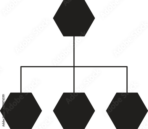 Network hierarchy icon representing organizational structure or team system with transparent background