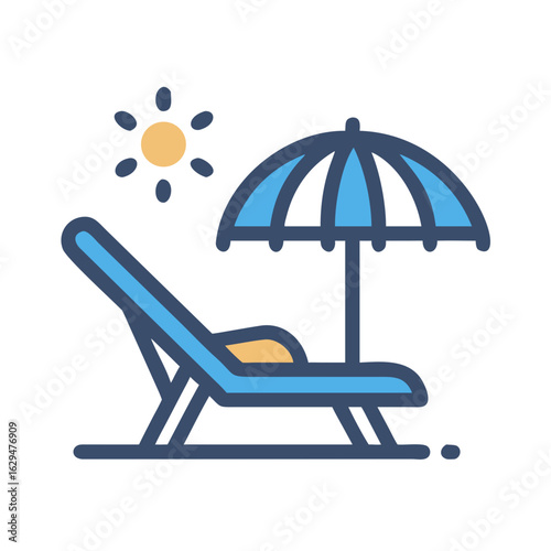 Deck Chair Beach Recliner Icon Design