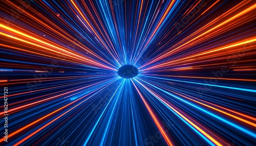 Wallpaper Mural Abstract design of blue and orange light beams radiating from a central point, creating a tunnel effect. Torontodigital.ca