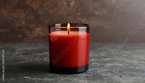 Single red candle on textured surface
