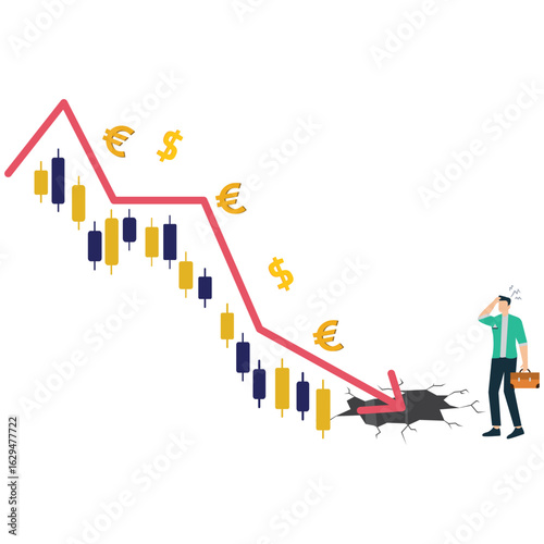 Stock market crashed during a crisis Illustration
