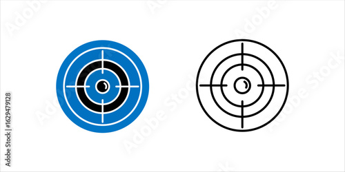 Target and Goal icon set. Editable line vector. Symbol of a gun sight, purpose with a red arrow in the middle. Group pictogram.