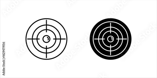 Target and Goal icon set. Editable line vector. Symbol of a gun sight, purpose with a red arrow in the middle. Group pictogram.