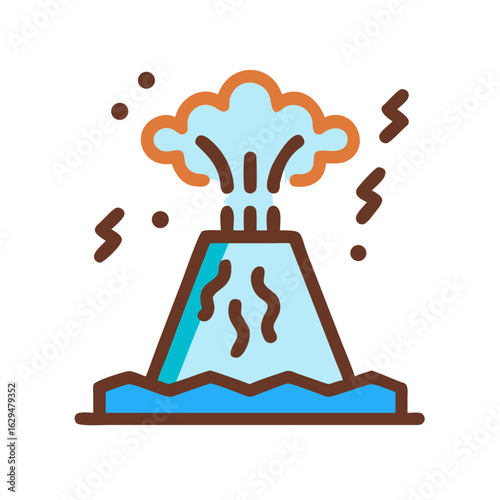 Geyser Hot Water Eruption Icon Design