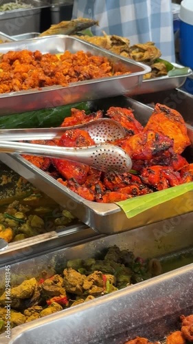Malaysia, Kuala Lumpur, 24 November 2025 – Asian food, buffet, lots of different tasty things in the café, eat as much as you like, free food distribution to the poor, homeless people can eat in the c