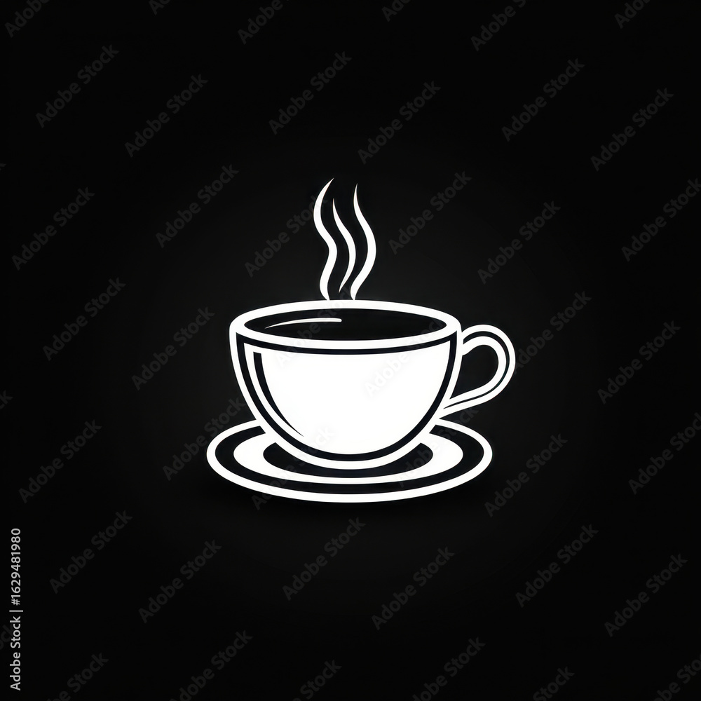 Obraz premium Coffee cup icon on black background.