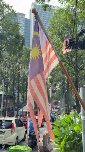 Malaysia, Kuala Lumpur, 24 November 2025 – the country's national flag, similar to the American flag. It flutters in the wind, a striped flag of Asia, a national treasure, a symbol of the country.