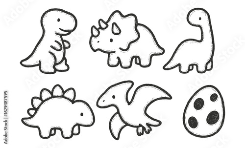 Cute dinosaur sketches: adorable outline drawings of prehistoric creatures