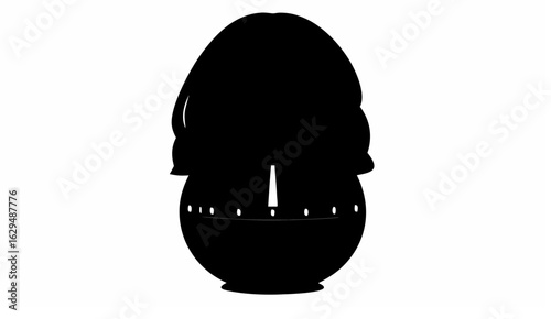 Silhouette of a matryoshka doll with visible details and a distinct shape on a plain white background