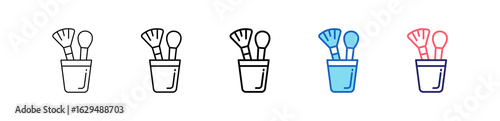 Brush Icon In 5 Different Styles Set Collection.   