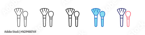 Brush Icon In 5 Different Styles Set Collection.   
